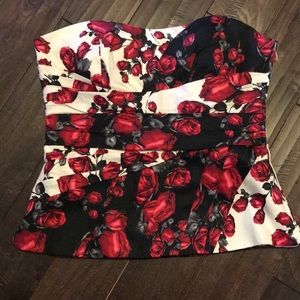🌹White House Black Market Rose print Bustier